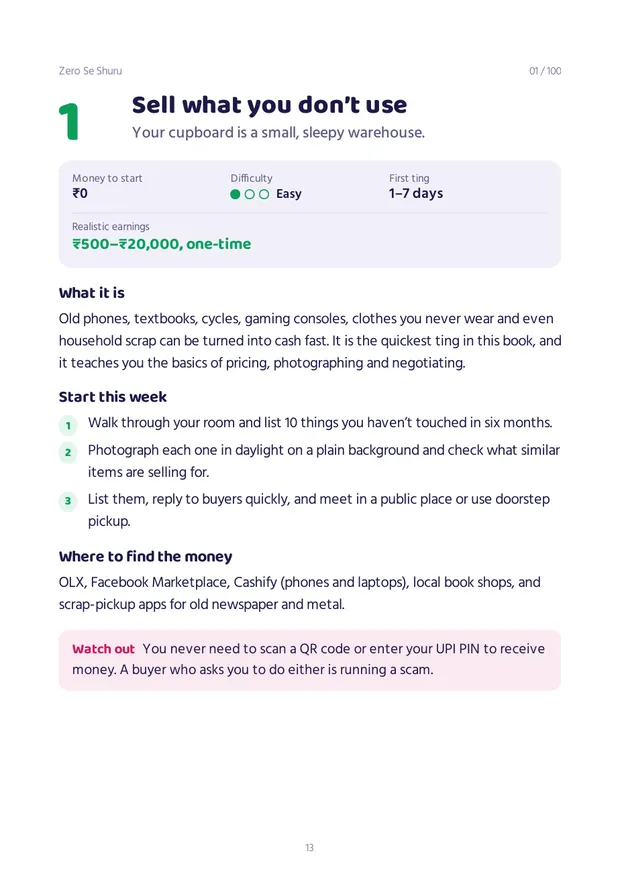 One page from the book: Sell what you don't use